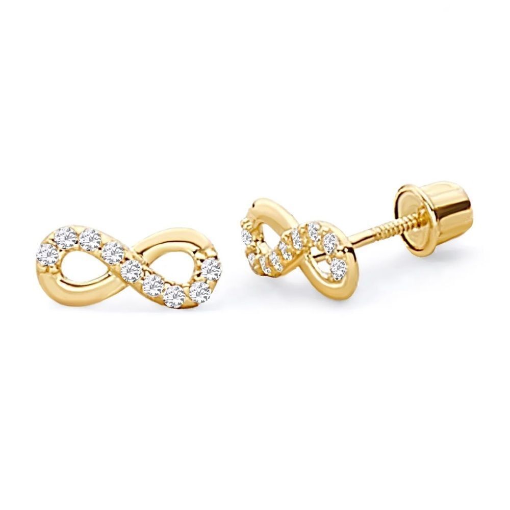 14k solid gold infinity earrings | Stud Earrings | Minimal Jewelry | Gift |